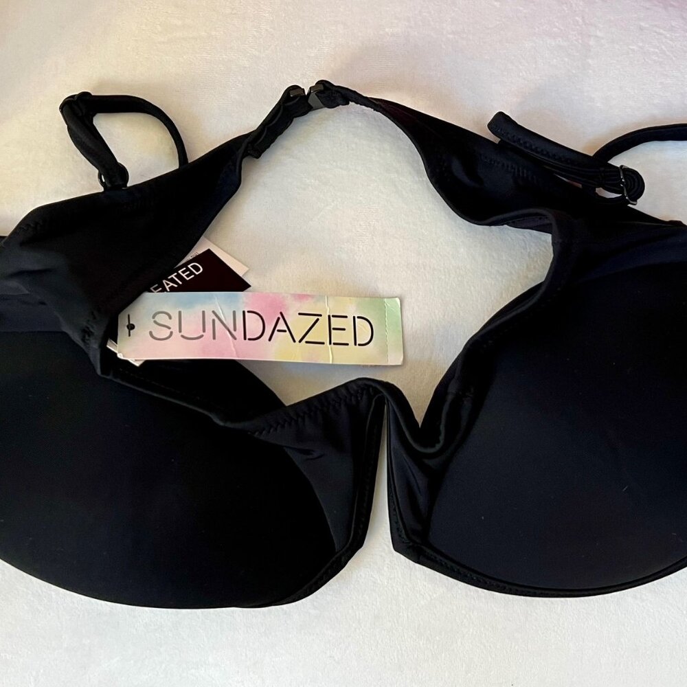 SUNDAZED BRA SIZE 32 B/C BIIKINI TOP Black Wire Top NWT